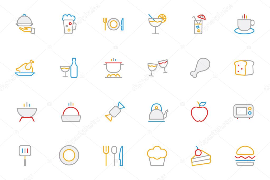 Food Colored Outline Vector Icons 1
