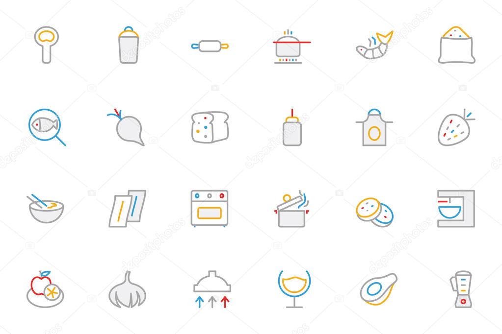 Food Colored Outline Vector Icons 8