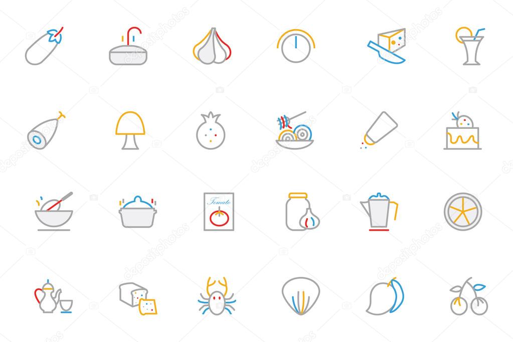 Food Colored Outline Vector Icons 10