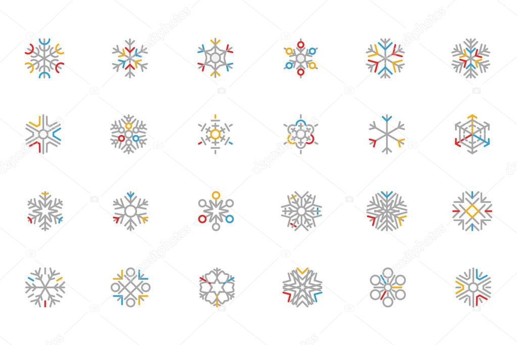 Snowflake Colored Outline Vector Icons 1