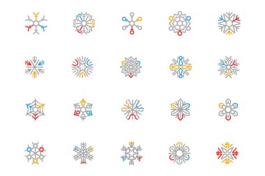 Snowflake Colored Outline Vector Icons 3