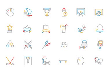 Sports Colored Outline Vector Icons 8 clipart