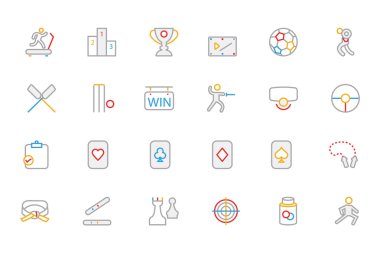 Sports Colored Outline Vector Icons 4