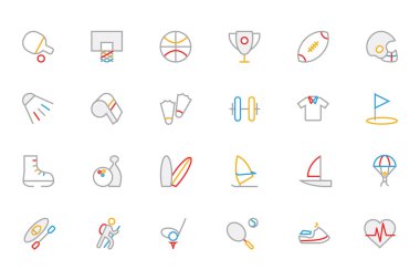 Sports Colored Outline Vector Icons 1