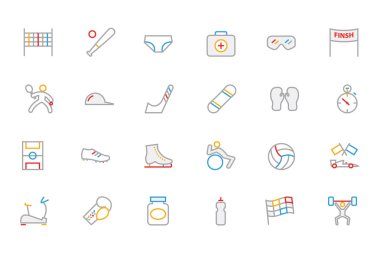 Sports Colored Outline Vector Icons 3