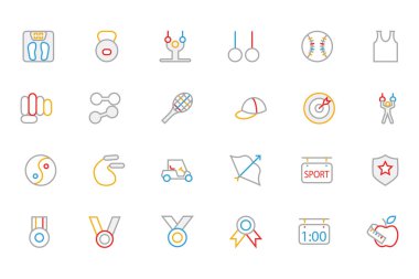 Sports Colored Outline Vector Icons 5