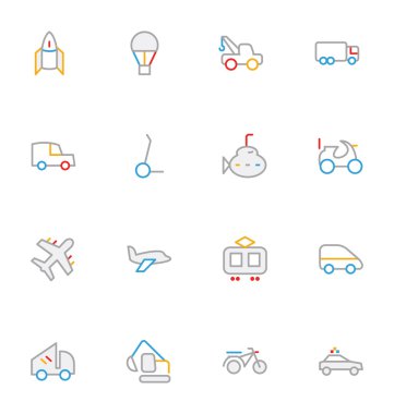 Transport Colored Outline Vector Icons 2