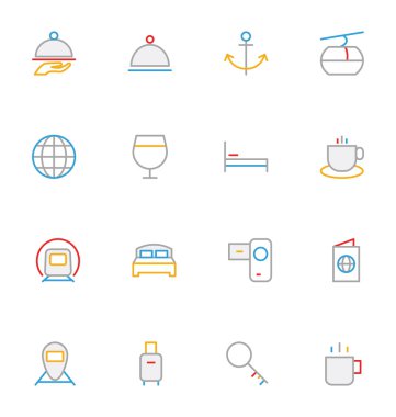 Travel Colored Outline Vector Icons 3