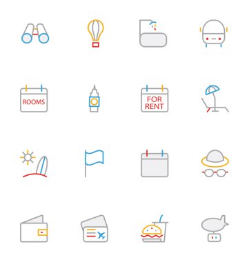Travel Colored Outline Vector Icons 9