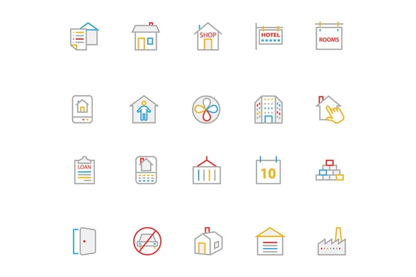 Real Estate Colored Line Icons 4 — Stock Vector