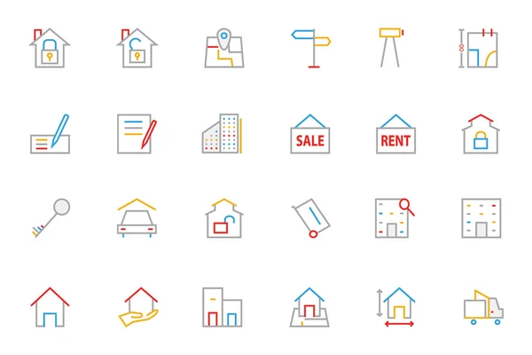 Real Estate Colored Line Icons 2 — Stockový vektor