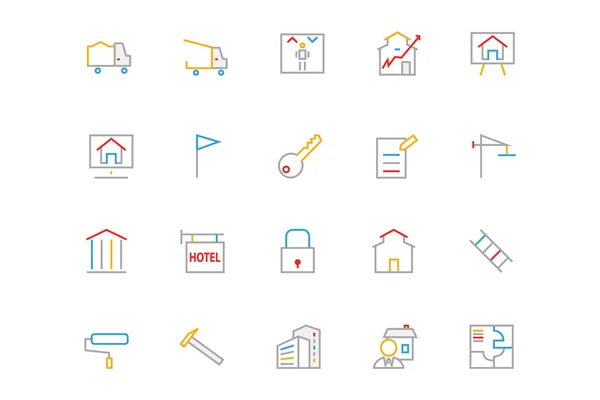 Real Estate Colored Line Icons 3 — Διανυσματικό Αρχείο