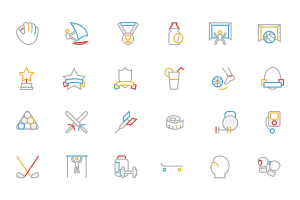 Sports Colored Outline Vector Icons 8 — ストックベクタ