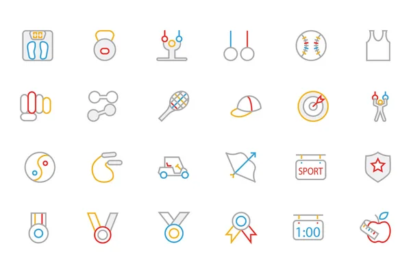 Sports Colored Outline Vector Icons 5 — Stok Vektör