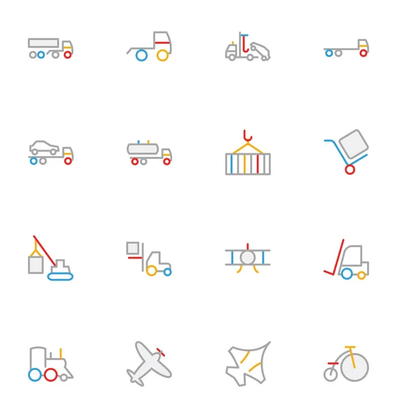 Transport Colored Outline Vector Icons 4 — Stock Vector