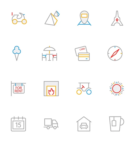 Travel Colored Outline Vector Icons 4 — Wektor stockowy