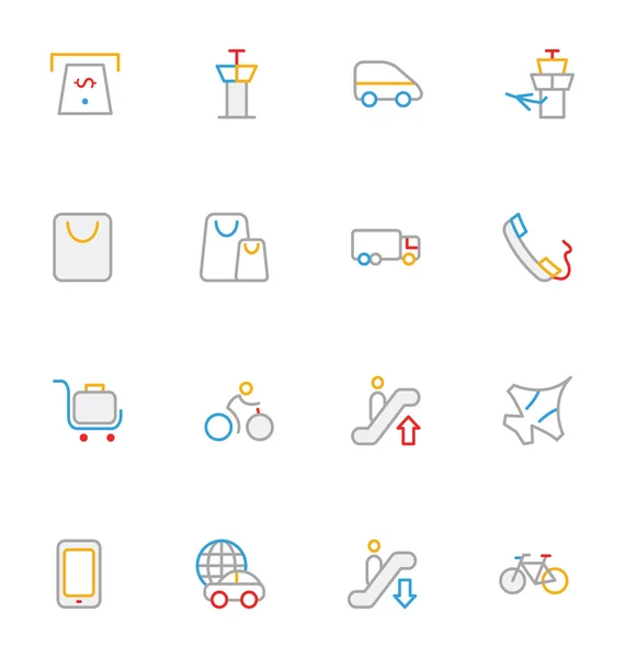Travel Colored Outline Vector Icons 6 — Wektor stockowy