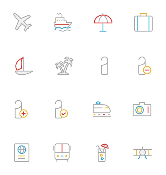 Travel Colored Outline Vector Icons 1 — Wektor stockowy