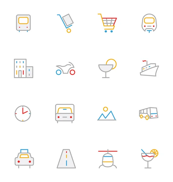 Travel Colored Outline Vector Icons 2 — Stok Vektör