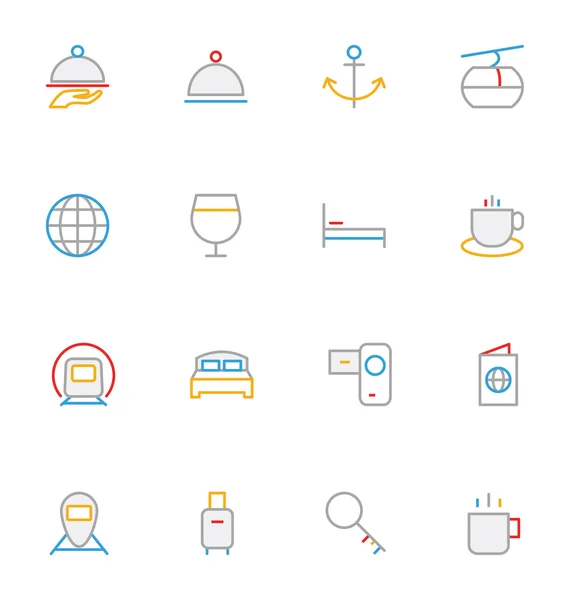 Travel Colored Outline Vector Icons 3 — Stok Vektör