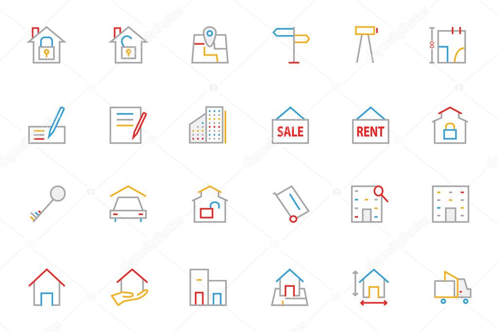 Real Estate Colored Line Icons 2