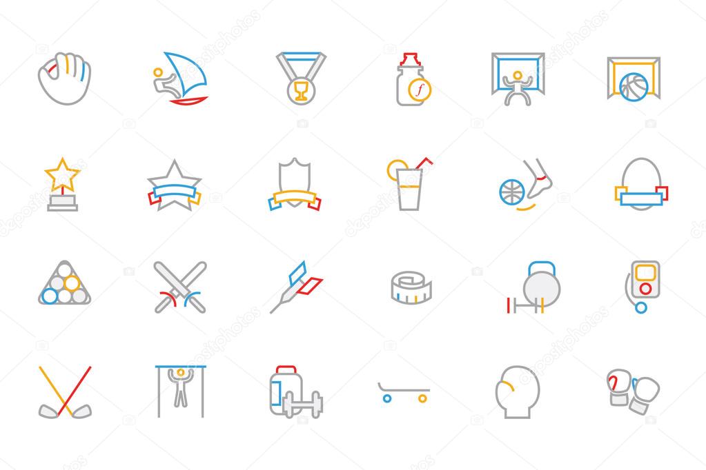 Sports Colored Outline Vector Icons 8