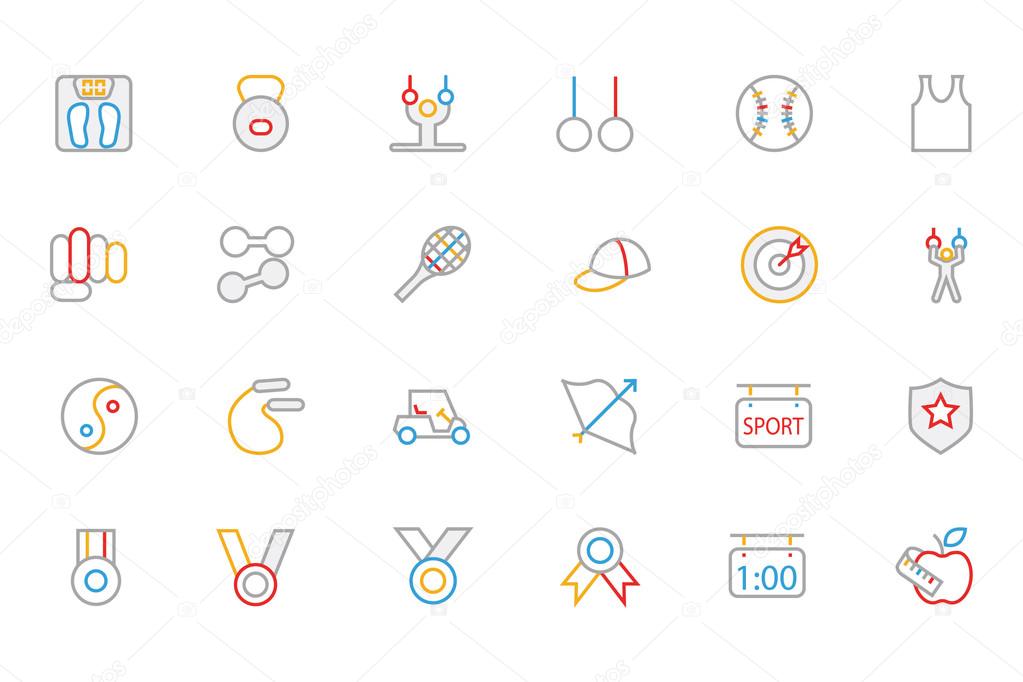 Sports Colored Outline Vector Icons 5