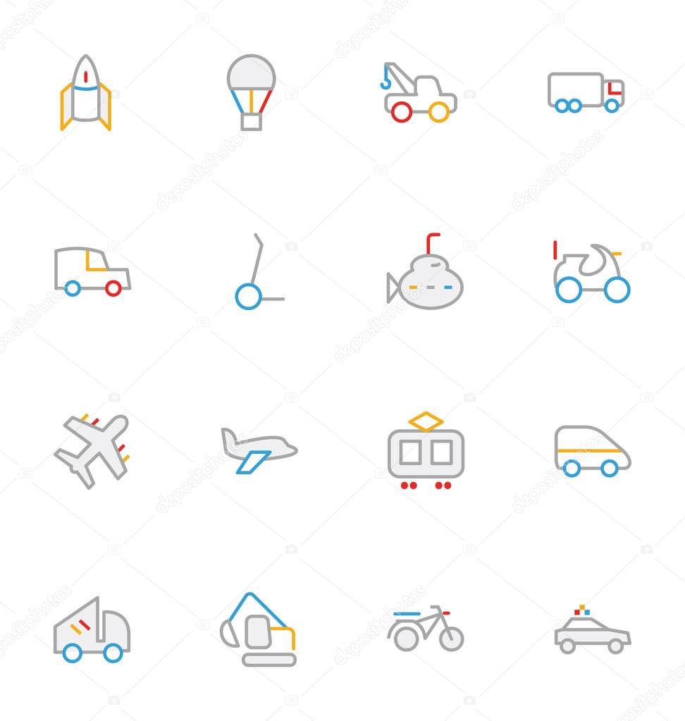 Transport Colored Outline Vector Icons 2