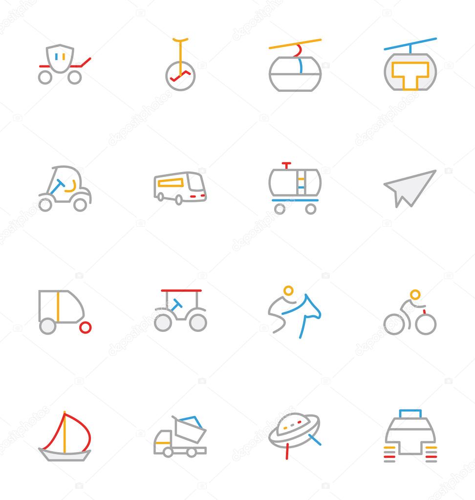 Transport Colored Outline Vector Icons 6