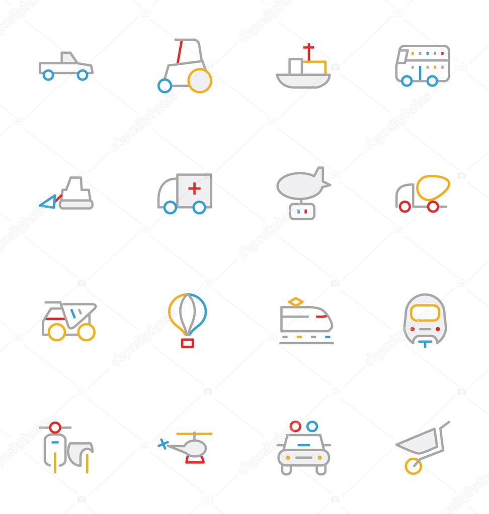Transport Colored Outline Vector Icons 3