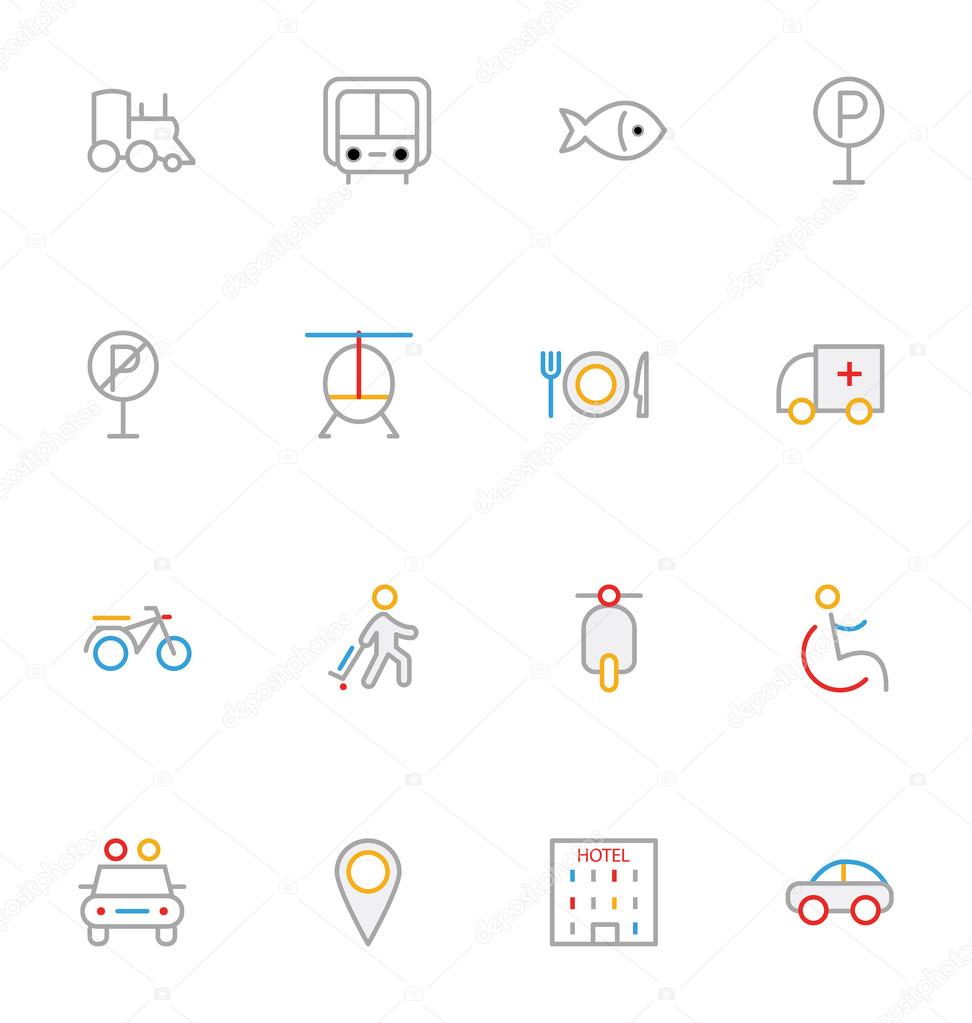 Travel Colored Outline Vector Icons 5