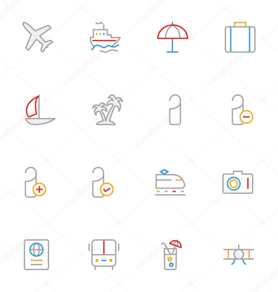 Travel Colored Outline Vector Icons 1