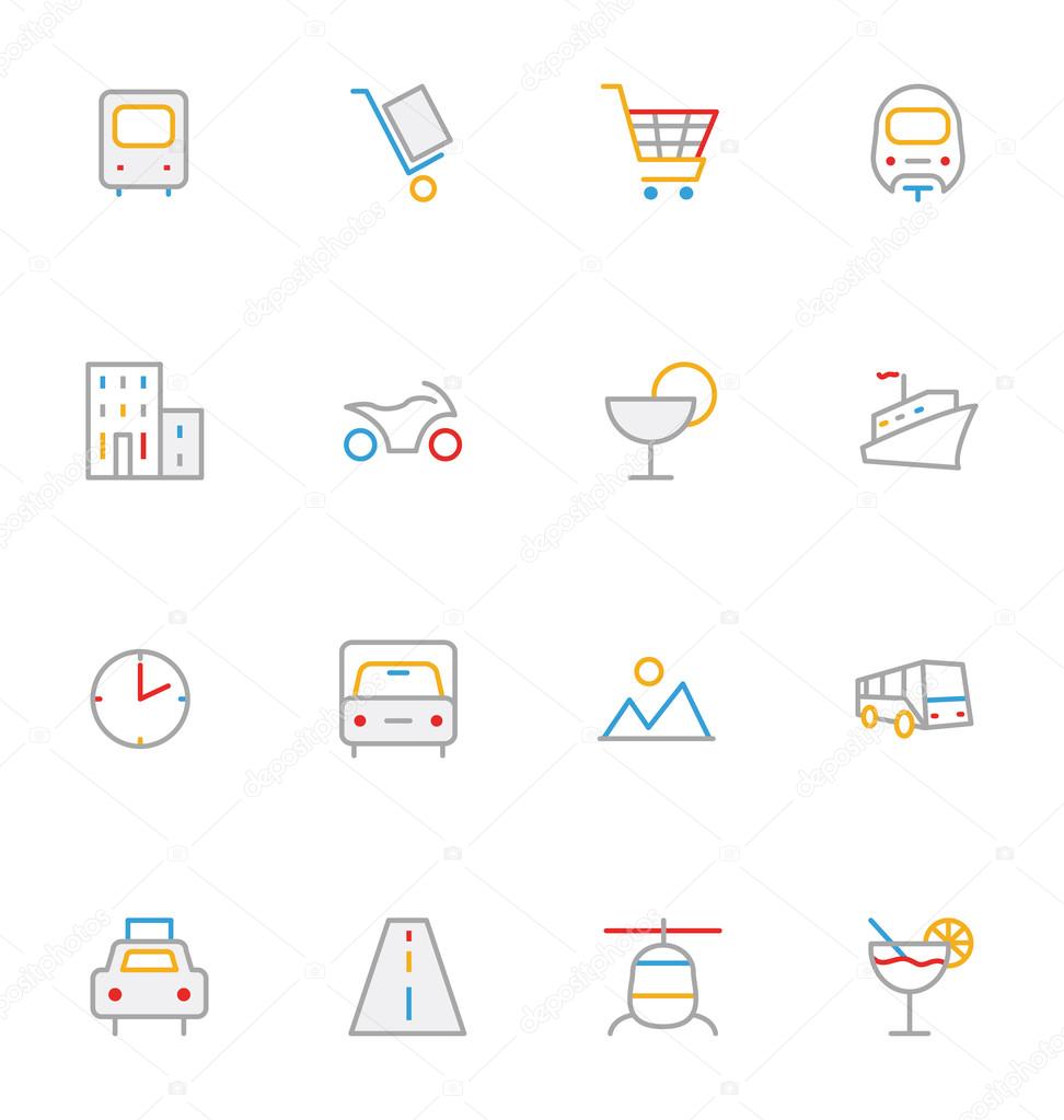 Travel Colored Outline Vector Icons 2
