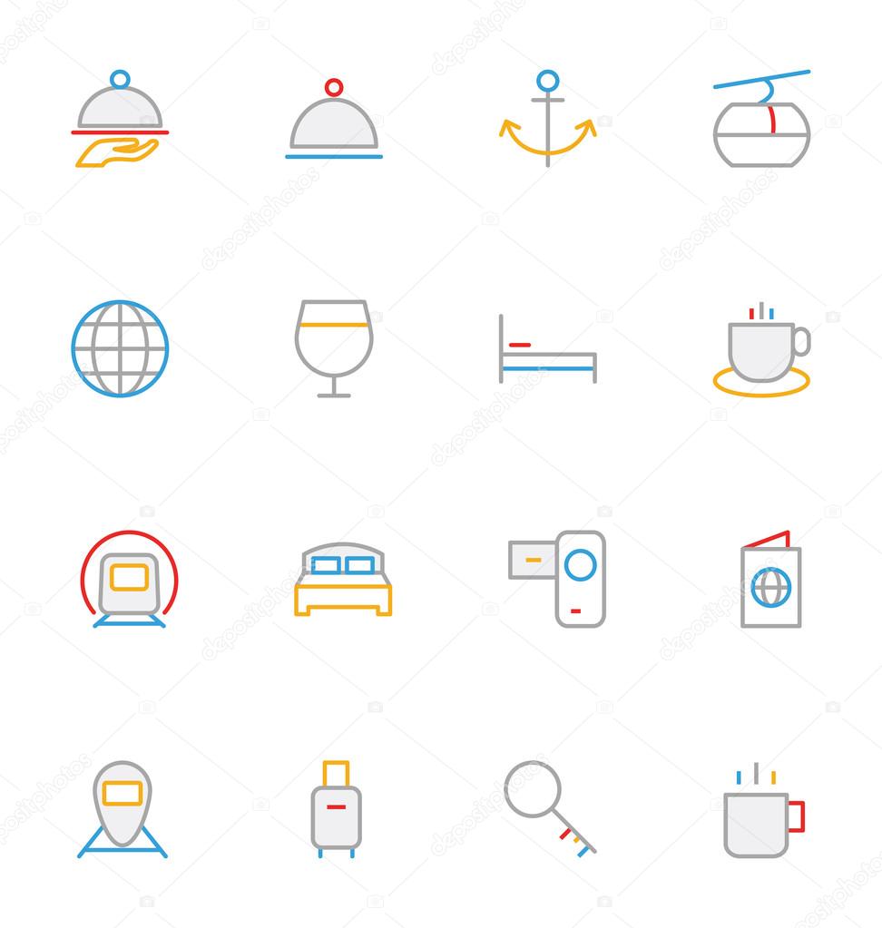 Travel Colored Outline Vector Icons 3