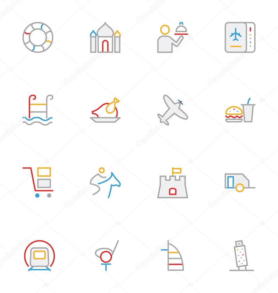 Travel Colored Outline Vector Icons 8