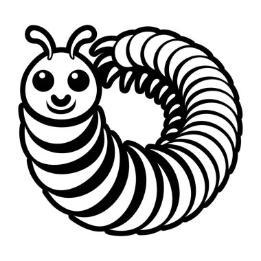 Tatlı bir tırtılın karikatürü.