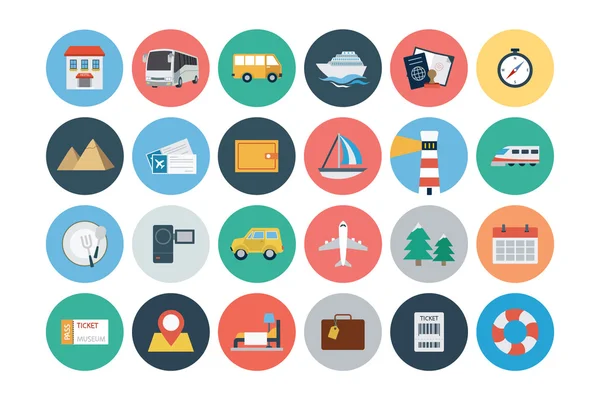 Flat Travel and Tourism Vector Icons 1 — 스톡 벡터