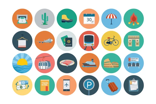 Flat Travel and Tourism Vector Icons 5 — ストックベクタ