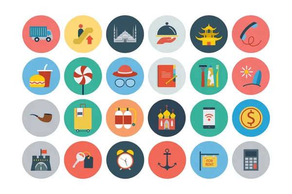 Flat Travel and Tourism Vector Icons 4 — 스톡 벡터