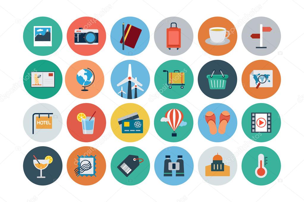 Flat Travel and Tourism Vector Icons 2