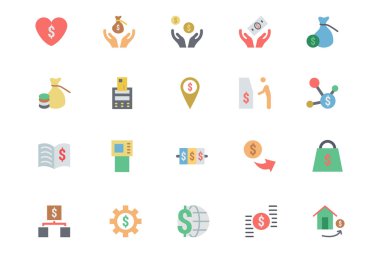 Flat Card Payment Vector Icons 6