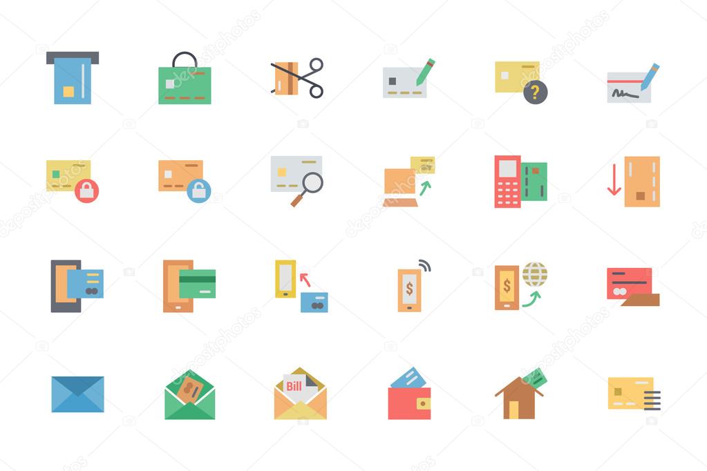 Flat Card Payment Vector Icons 2