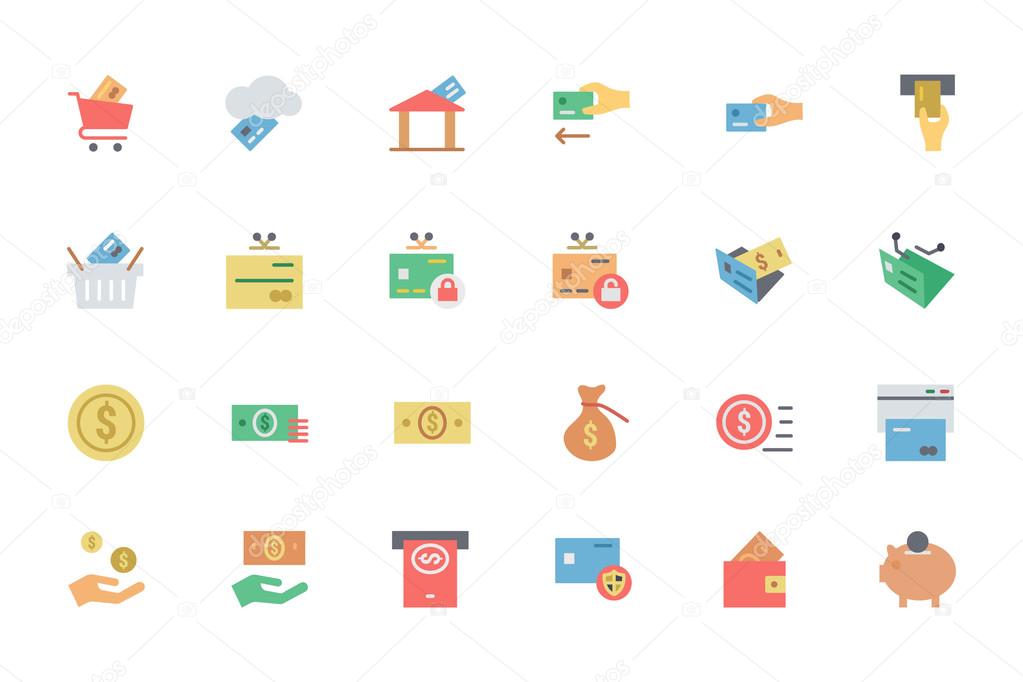 Flat Card Payment Vector Icons 3