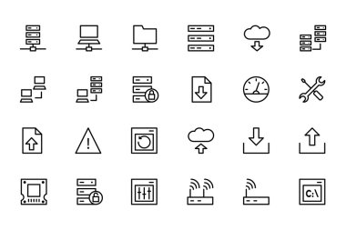 Database and Server Line Vector Icons 1