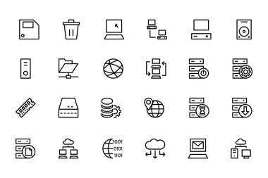 Database and Server Line Vector Icons 2