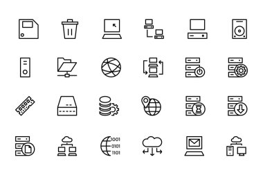 Database and Server Line Vector Icons 2 clipart