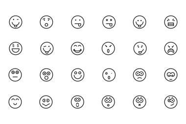 Smiley Line Vector Icons 2 clipart