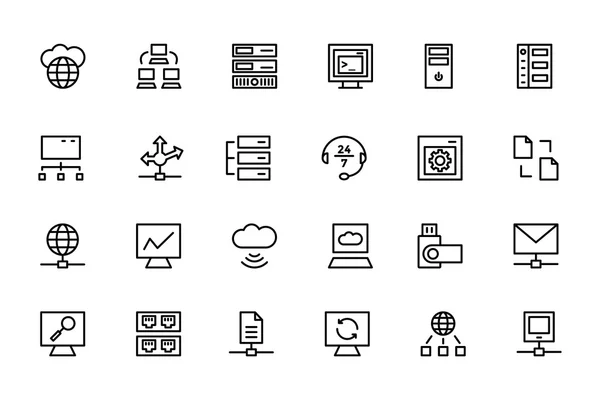 Iconos de vectores de línea de base de datos y servidor 3 — Archivo Imágenes Vectoriales