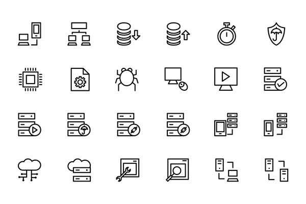 Iconos de vectores de línea de base de datos y servidor 4 — Vector de stock
