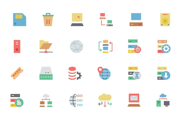 Database and Server Colored Vector Icons 2 — Stock vektor